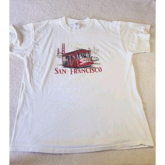 VTG 90s San Francisco Golden Gate Bridge Trolley Car Destination Tee Shirt XL - Picture 10 of 10
